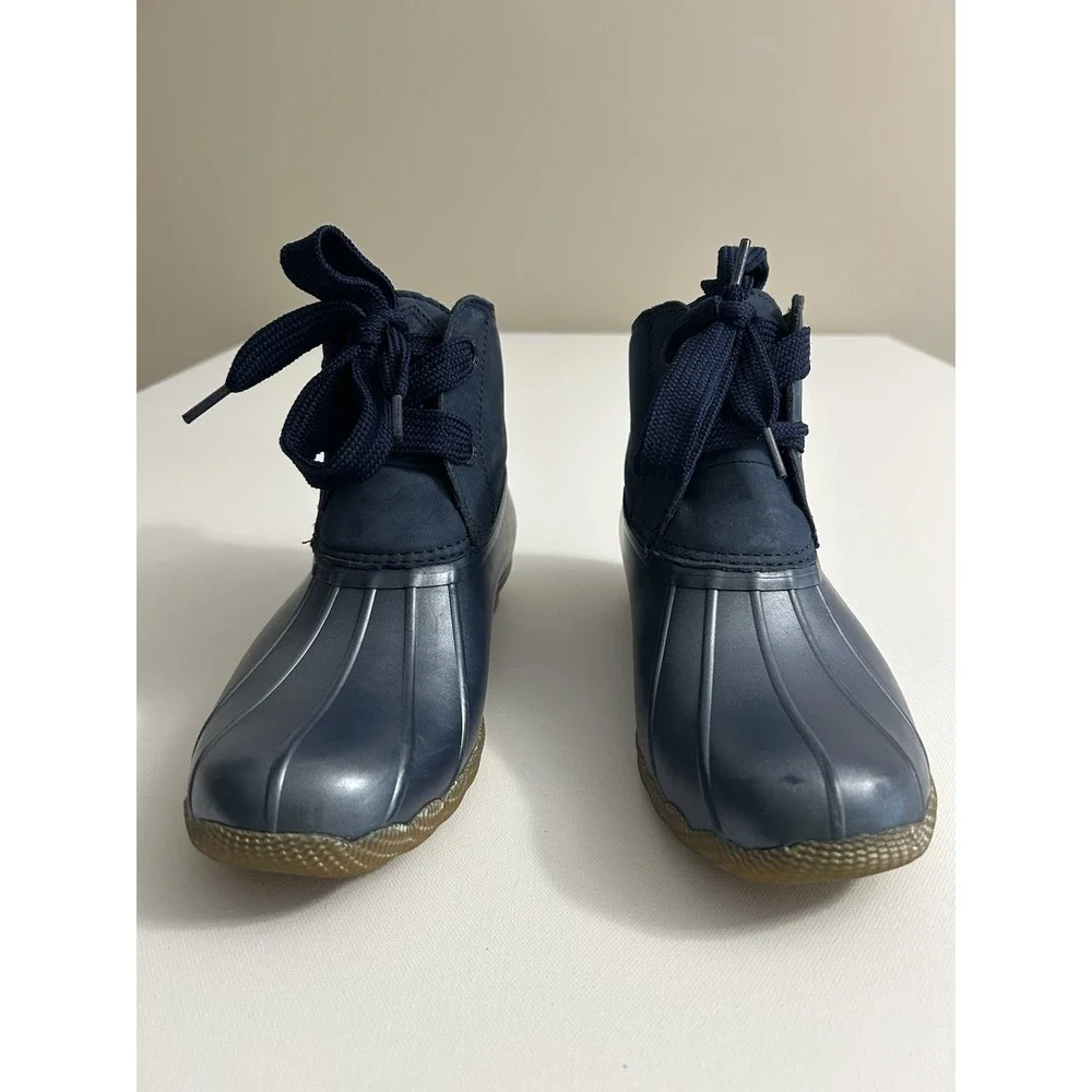 Sperry Women's Saltwater‎ 2‑Eye Nubuck Duck Boots Navy Waterproof Size 8